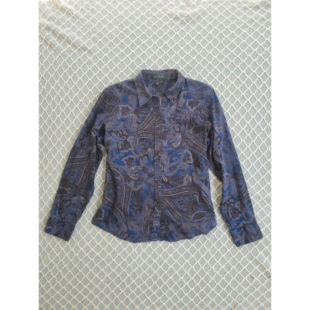 Lauren by Ralph Lauren Paisley Button Down SIZE Petite L